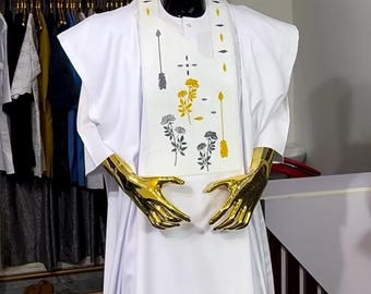 White African Men's Agbada: 3-Piece set/Embroidered/ Wedding Suit/senator suit/
