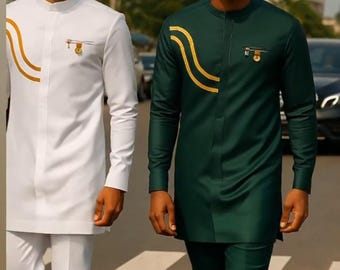 Handmade African Men's Suit: 2-Piece Wedding/Prom Outfit