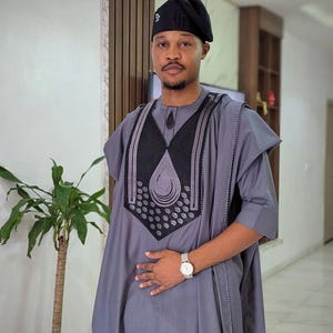 Erii men Embroidered agbada, 3 Piece set/African men clothing/wedding suit/prom dress/ groom suit/Men in Agbada/dashiki