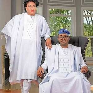 Item 061 _Dele African couple&#39;s matching outfit/ couple&#39;s agbada set, couple&#39;s wedding set, matching suit, senator suit/ birthday set