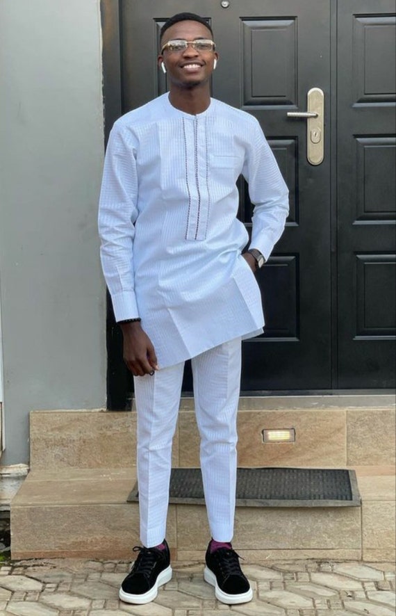 Adigun African Men's Suit: Custom Cotton Senator Wear