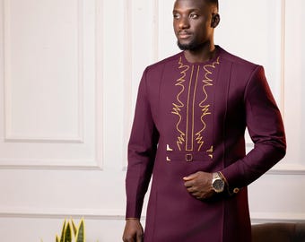 African Senator Suit – Stylish Kaftan 2 Piece Outfit | Traditional Native Wear for Weddings & Events