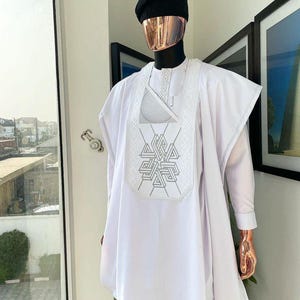 Ori African men agbada, 3 Piece set/African men clothing/wedding suit/prom dress/ groom suit/Men in Agbada/dashiki/Embroidery