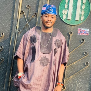 Adeye pink men dashiki/African men outfit, 2 piece set, Trimming shirt/wedding suit/senator suit/Groom suit/handmade clothing