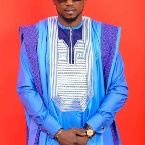 Dada African men agbada, 3 Piece set/African men clothing/wedding suit/prom dress/ groom suit/Men in Agbada/dashiki/Embroidery