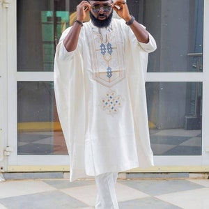 Bayo African men agbada, 3 Piece set/African men clothing/wedding suit/prom dress/ groom suit/Men in Agbada/dashiki/Embroidery