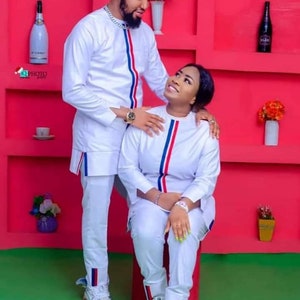 Teniola African couples clothing, couples matching outfit, couples kaftan, 2 piece set, handmade clothing, thanksgiving wear, prom dress
