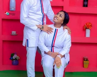 Handmade African Couples Matching Outfit: Teniola Kaftan Set