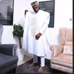 Latest African agbada, 3 Piece set/African men clothing/wedding suit/prom dress/ groom suit/dashiki/Senator wear/men outfit/Traditional wear