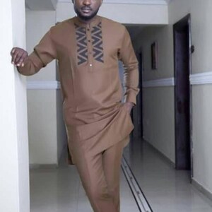 Timi African men shirt and matching pant set/African clothing/African men clothing/African men shirt /dashiki/tunic shirt/prom/groom suit