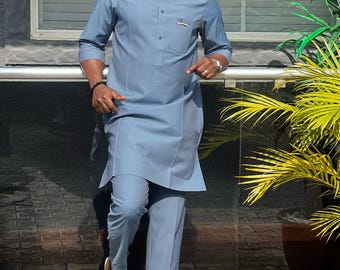 African Men's Cotton Kaftan: Custom Wedding Suit / Groomsmen Outfit