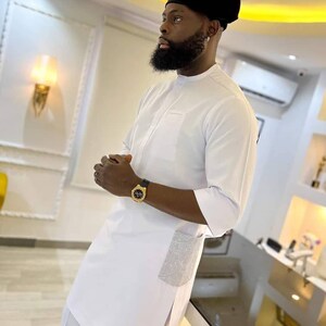 Chima African men shirt and matching pant set/African clothing/African men clothing/African men shirt /dashiki/tunic shirt/prom/groom suit