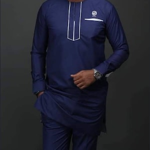 BO African men clothing/2 piece outfit/wedding suit/groom suit/prom dress/groom men outfit/kaftan/Senator suit/Dashiki/men&#39;s shirt