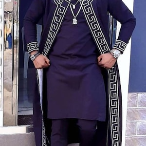 Babs Men flexible fashion, African men outfit, 3 piece set, Nigerian men dress, groomsmen suit/wedding suit/senator suit/handmade clothing