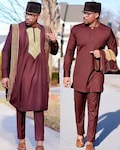 African Men's Agbada: 3-Piece Cotton Traditional Wedding Suit product logo