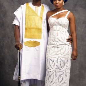 Bamise African men agbada, 3 Piece set/African men clothing/wedding suit/prom dress/ groom suit/dashiki/Senator wear/white/men outfit