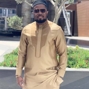 gold colour dress for man Mens Nigerian Outfits Gold