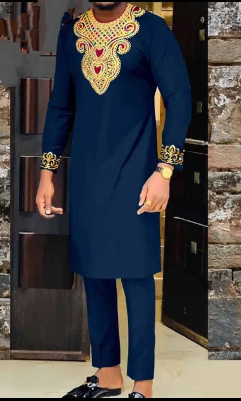 Item 025 _ Seun African men suit/Senator wear/African clothing/African men clothing/African men shirt /dashiki/Kaftan/prom/groom suit image 3