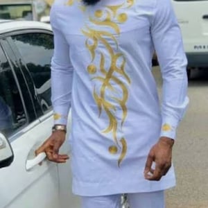 Diran African men shirt and matching pant set/African clothing/African men clothing/African men shirt /dashiki/tunic shirt/prom/groom suit