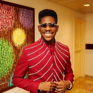 Handgemaakt Afrikaans herenkostuum: 2-delige outfit voor bruidsjonkers