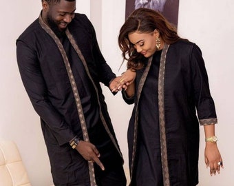 Item 0113 _Teni couple's matching outfit, kaftan/family set/ 3 piece set, traditional wear, couples african suit