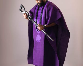 Bespoke African Agbada 4-Piece Set: Handmade Wedding Suit
