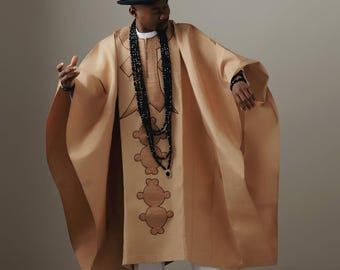 Tade African men Agbada, 4-Piece Set: Handmade Wedding Suit,aso oke
