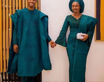 Handmade Aso-oke Wedding Suit: Traditional Couples Engagement