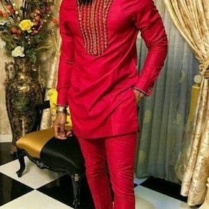 Item 018 _ Korede African men suit/Senator wear/African clothing/African men clothing/African men shirt /dashiki/Kaftan/prom/groom suit