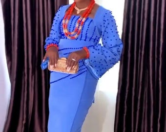 Tejumade Aso Oke Wrap Gown: African Wedding Suit, Engagement Outfit