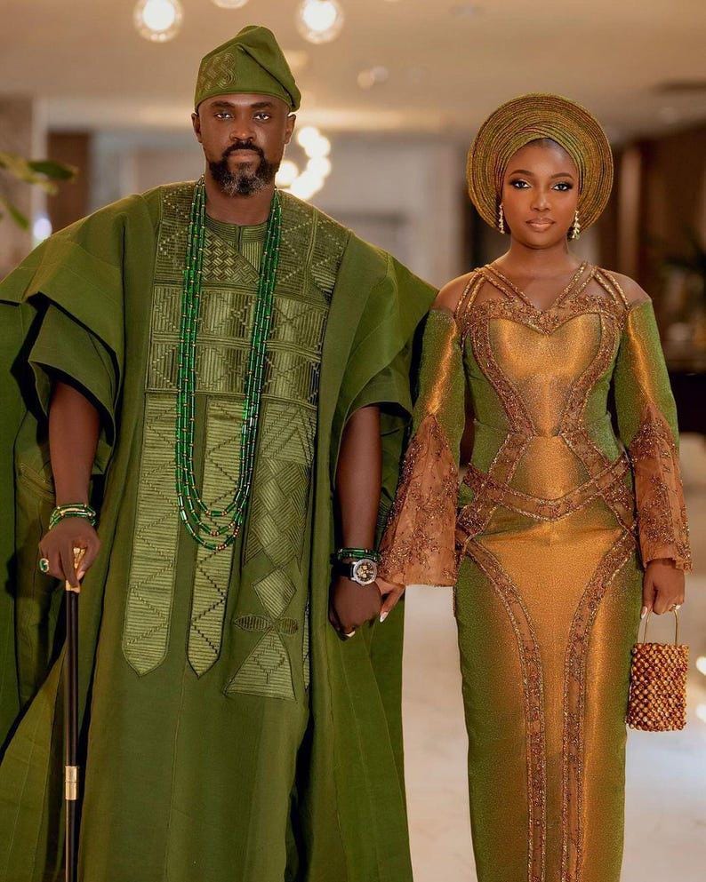 Special Occasion And Yellow Shweshwe Dresses Green Umembeso Outfits For  Couples Morenike African Aso-Oke Couples Outfit: Traditional Wedding  Clothing