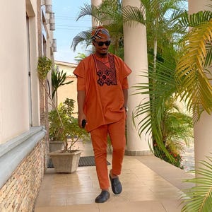 Sunny men dashiki/African men outfit, 2 piece set, Trimming shirt/wedding suit/senator suit/Groom suit/handmade clothing/ traditional wear