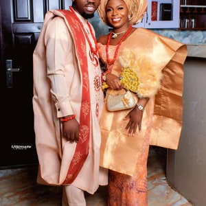 Imole African couples clothing,  couples wedding outfits, African couple&#39;s traditional suits, Engagement outfits, African couple&#39;s attire