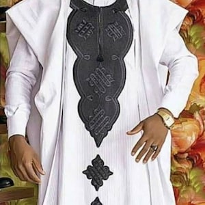 Iniolu African men agbada, 3 Piece set/African men clothing/wedding suit/prom dress/ groom suit/Men in Agbada/dashiki/Embroidery