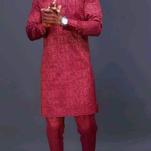 Yemi African men shirt and matching pant set/African clothing/African men clothing/African men shirt /dashiki/tunic shirt/prom/groom suit