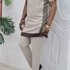 Latest African men suit/Senator wear/African clothing/African men clothing/African men shirt /dashiki/Kaftan/prom/groom suit