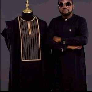 Jeje African men agbada, 3 Piece set/African men clothing/wedding suit/prom dress/ groom suit/Men in Agbada/dashiki/Embroidery