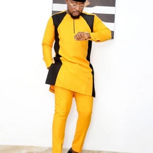 Gibs African men shirt and matching pant set/African clothing/African men clothing/African men shirt /dashiki/tunic shirt/prom/groom suit