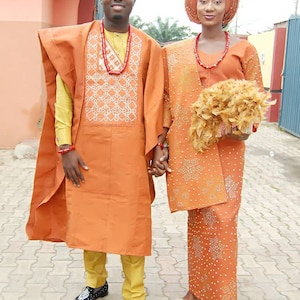Handmade African Couples Outfit: Traditional Wedding Attire