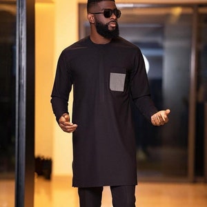 Tunde African men clothing/2 piece outfit/wedding suit/groom suit/prom dress/groom men outfit/kaftan/Senator suit/Dashiki/men&#39;s shirt