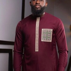 Korede African men shirt and matching pant/2 piece set/men&#39;s kaftan/wedding suit/prom dress/groom suit/handmade clothing/Senator suit