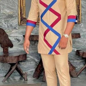 Gibs African men shirt and matching pant set/African clothing/African men clothing/African men shirt /dashiki/tunic shirt/prom/groom suit
