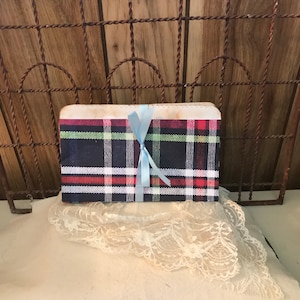 Plaid folder, craft paper, ephemera, junk journal, file
