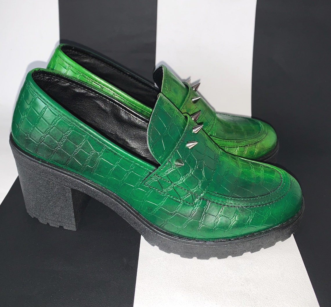 Killer croc gothic slip on hand-painted platform shoes UK | Etsy