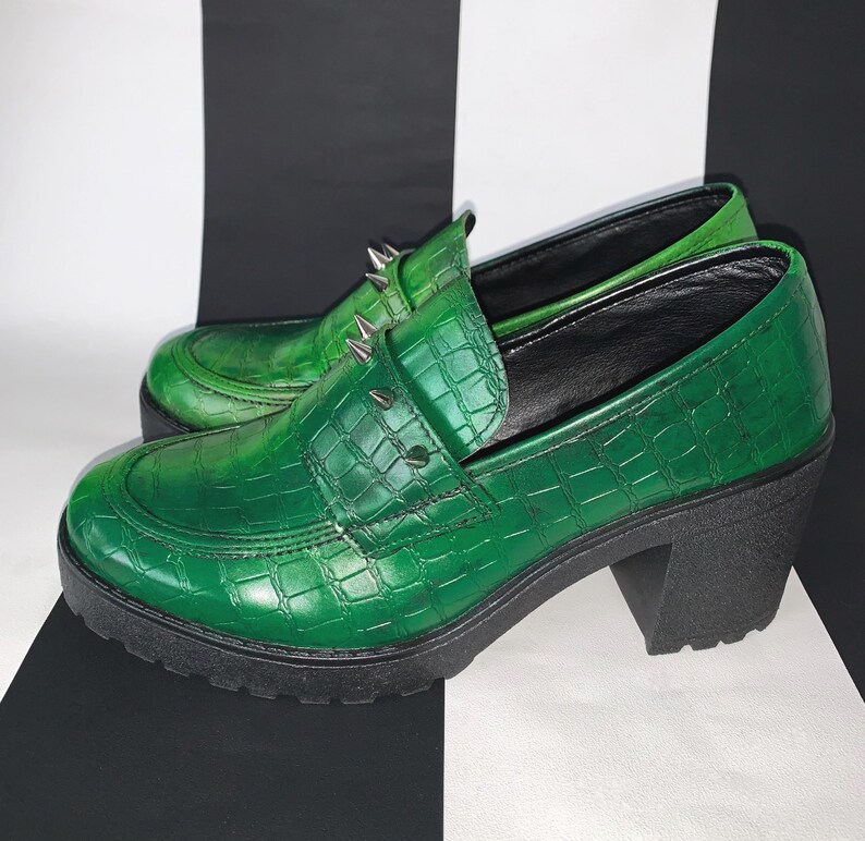 Killer croc gothic slip on hand-painted platform shoes UK | Etsy