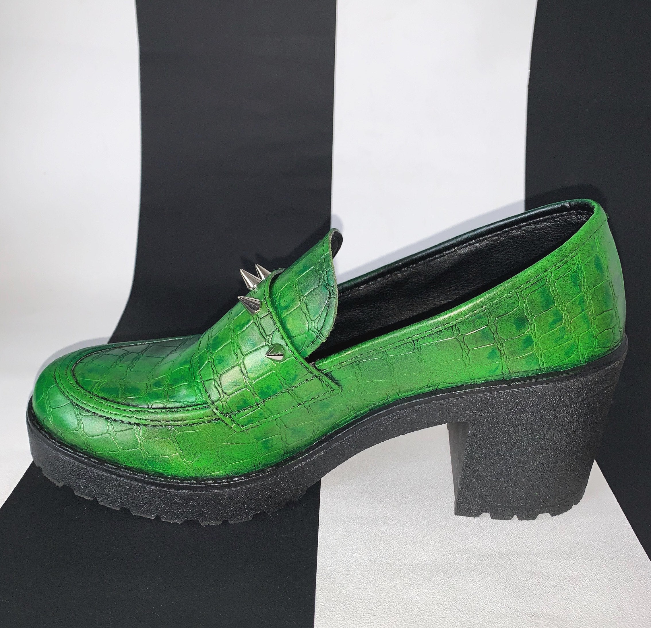Killer croc gothic slip on handpainted platform shoes UK