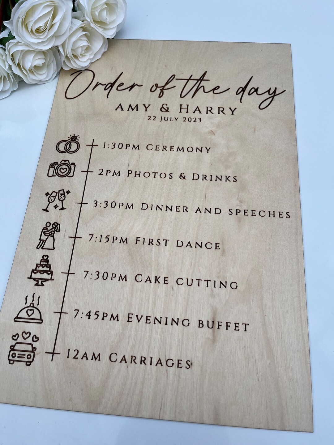 Wedding Timings Board // Order of the Day // Wedding Decor Etsy