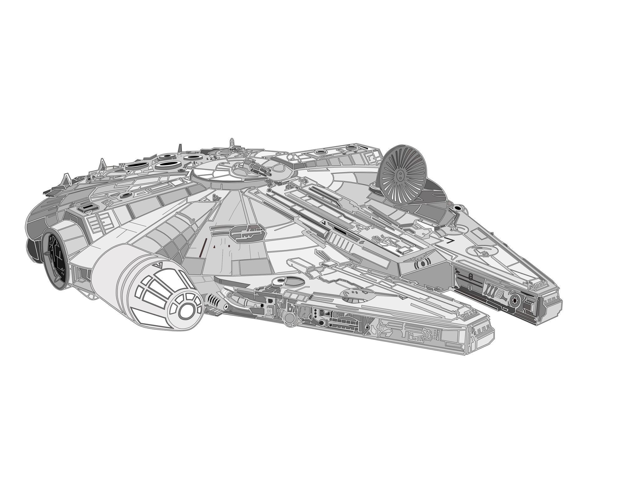 Star Wars Millennium Falcon Vector Arts And Graphic Drawing Etsy