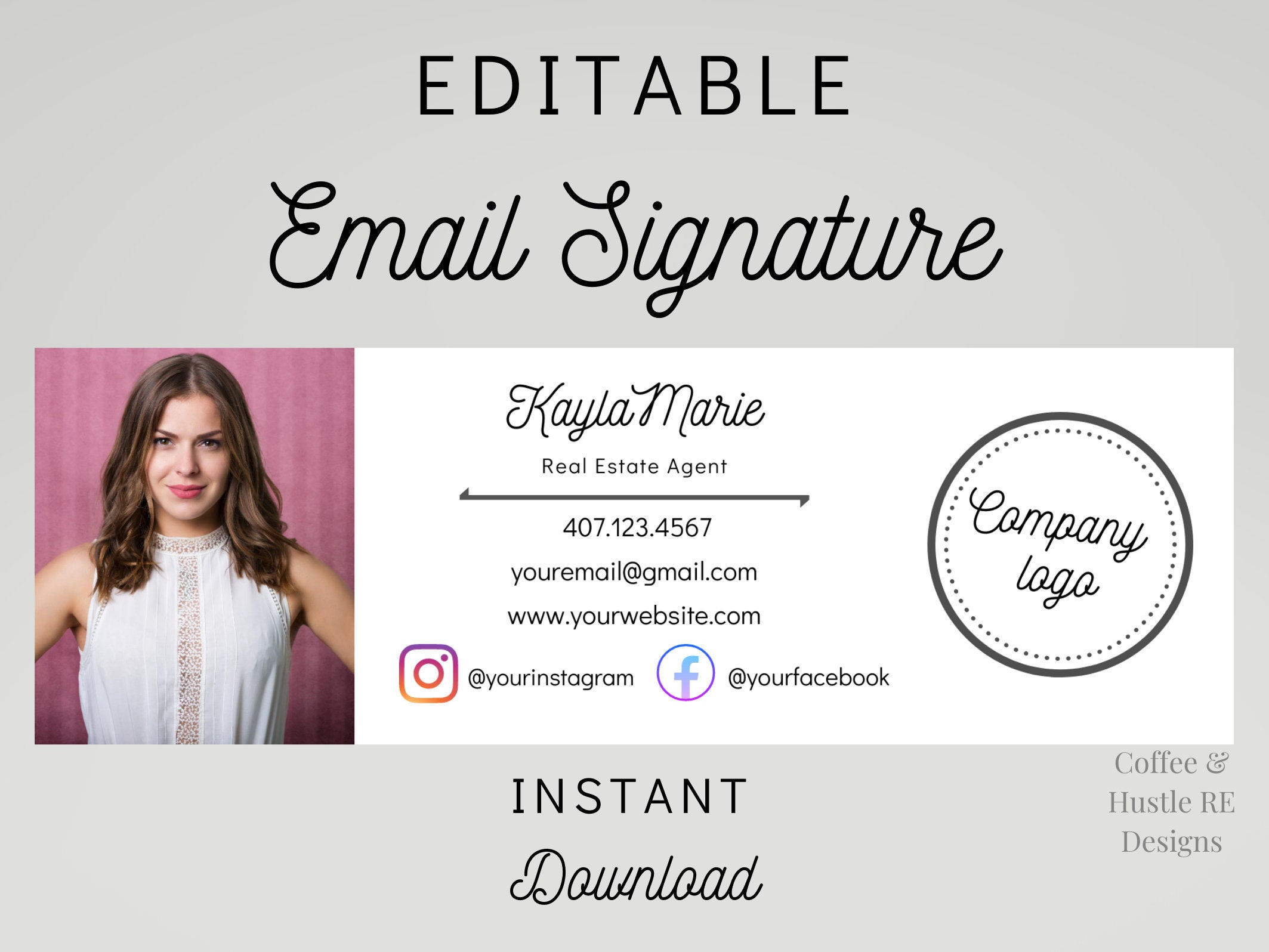 Email Signature Template With Logo Realtor Email Signature Etsy UK