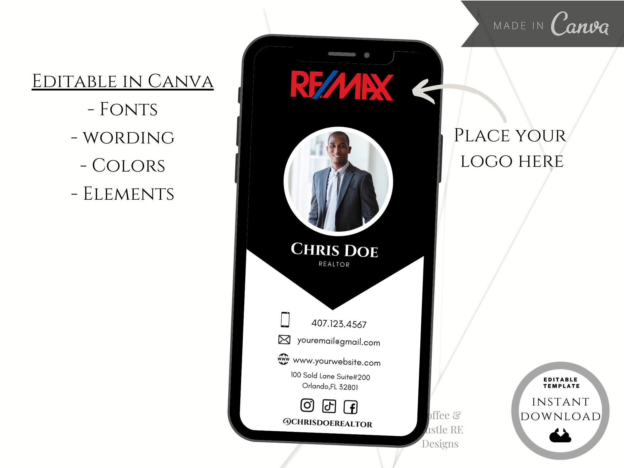 Digital Business Card Business Ecard Template for Real Etsy